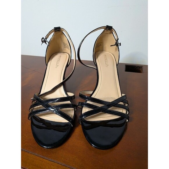 Marbella Florence Black Patent Ankle Strap Sandals Heels Flex Comfort 9M NEW - Picture 1 of 6